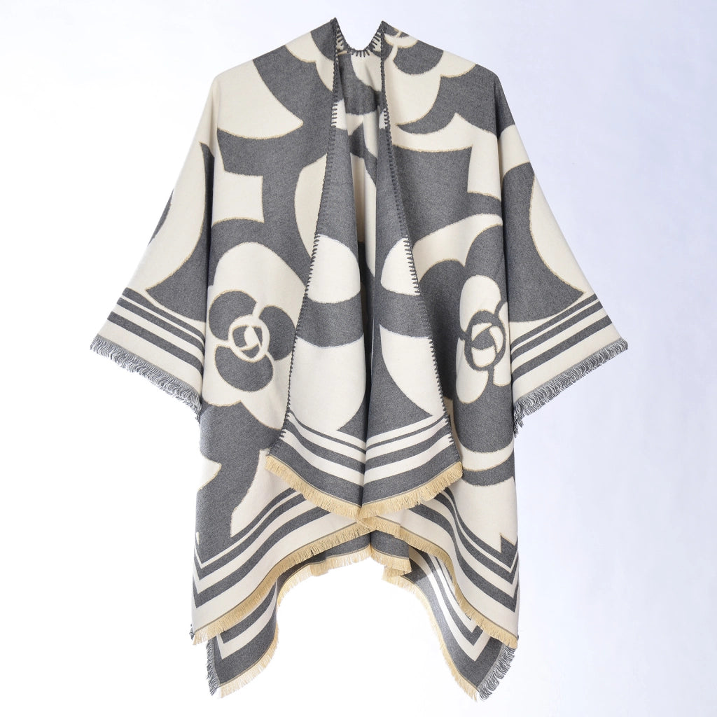 Nuova sciarpa a catena con motivo floreale, stile europeo e americano, in cashmere, calda, versatile, bellissima sciarpa/mantella