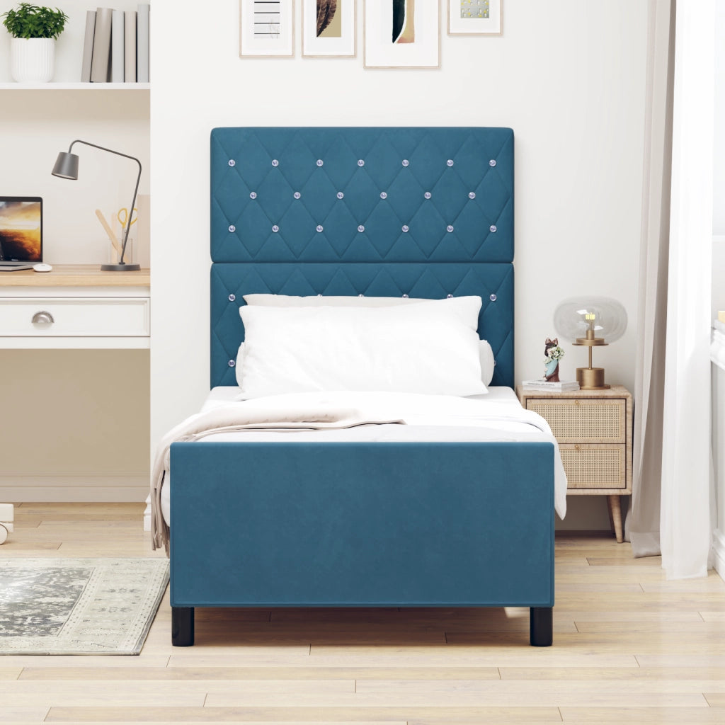 Struttura Letto Blu Scuro 90x200 cm in Velluto