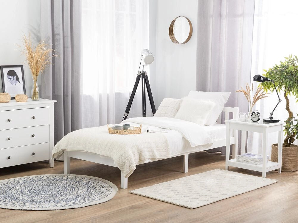 Letto singolo in legno di pino bianco 90 x 200 cm rete a doghe