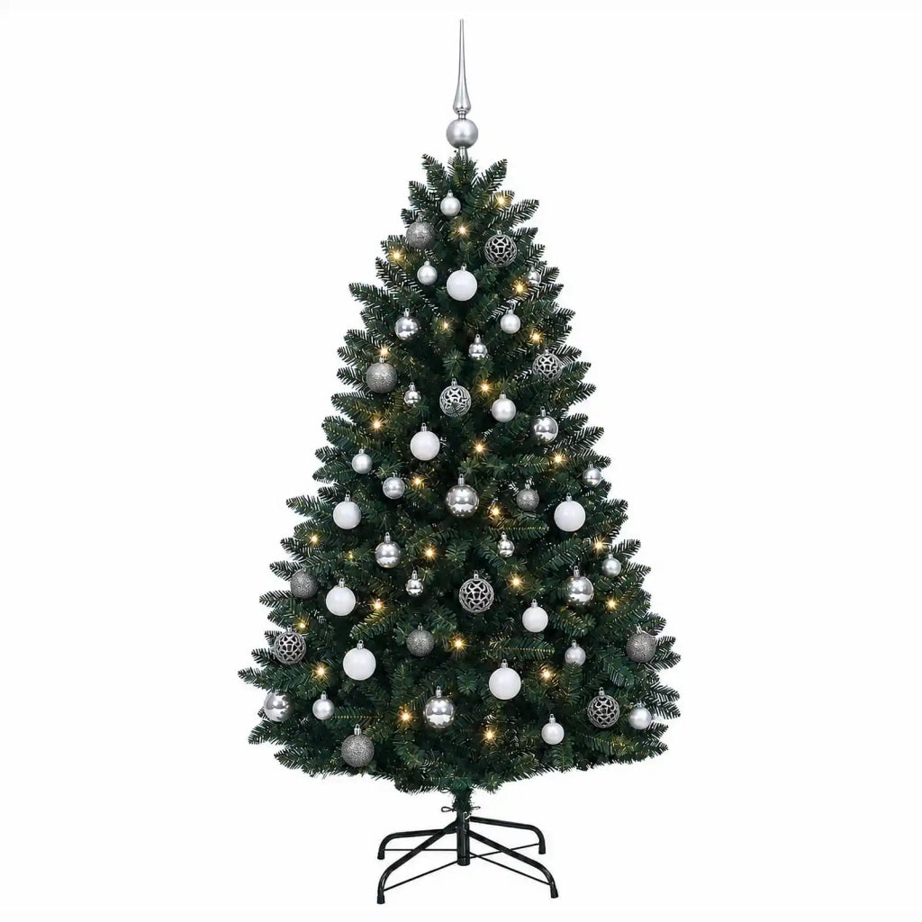 Albero di Natale artificiale verde scuro con palline 150 cm 3466200