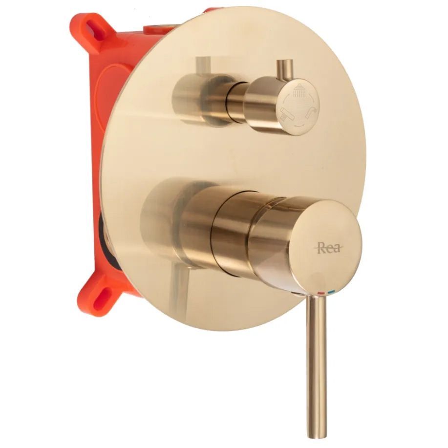 Set Da Vasca-doccia Da Incasso Rea Lungo Brush Gold + Box