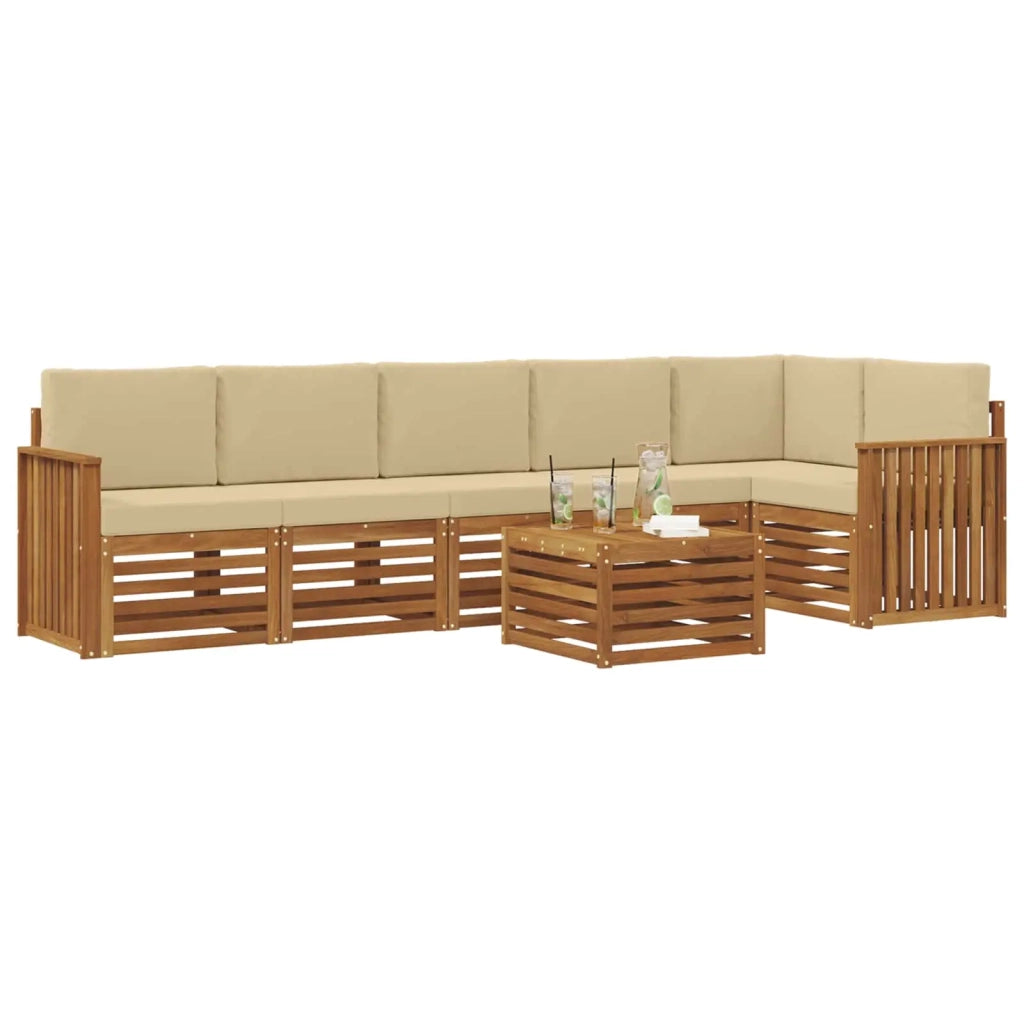 Set divano sezionale con cuscino 7 pcs Naturale e Beige 3374928