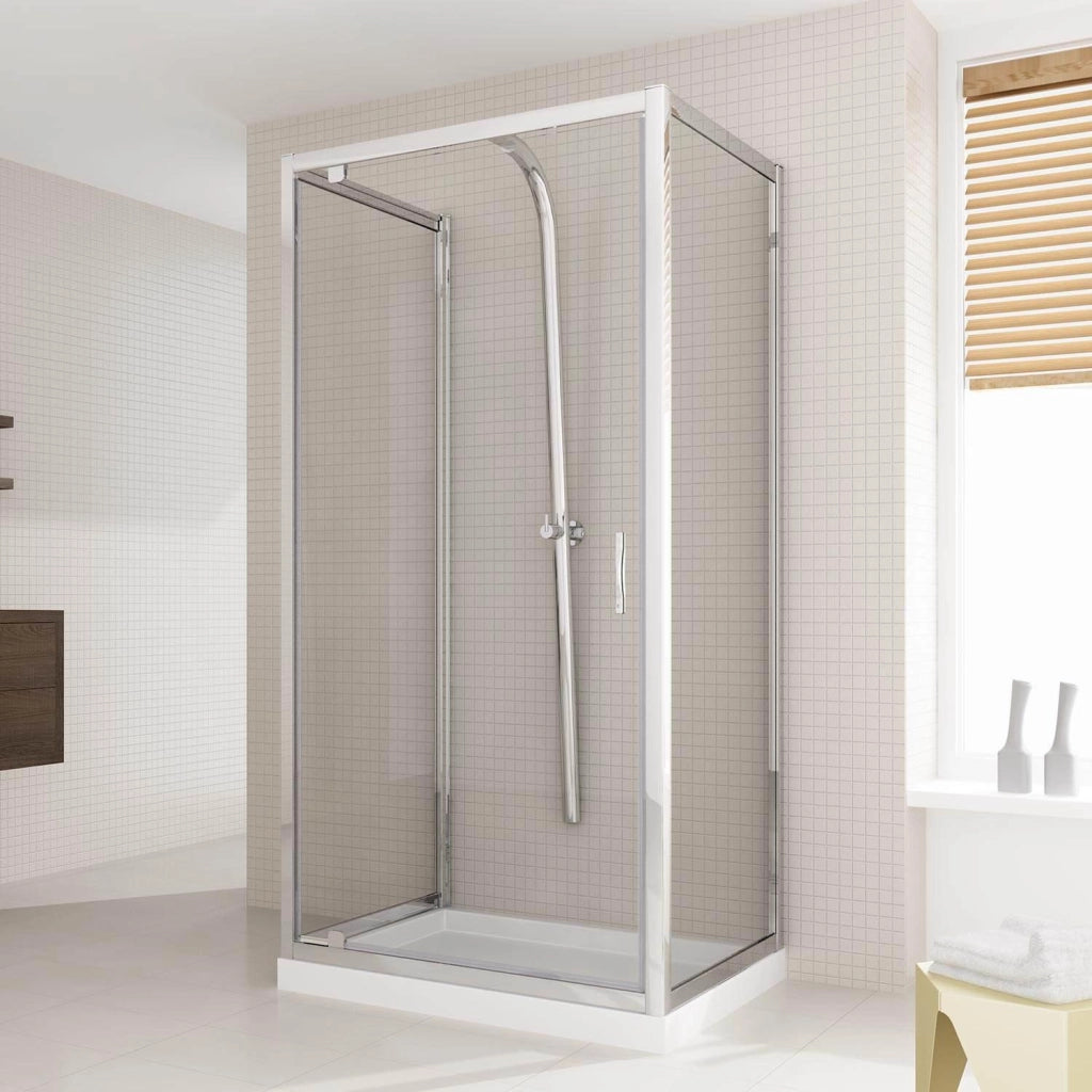 Box Doccia 3 Lati 80x70x80 cm 1 Anta Battente in Cristallo Trasparente 6mm H198 Fosterberg Aalborg Trio