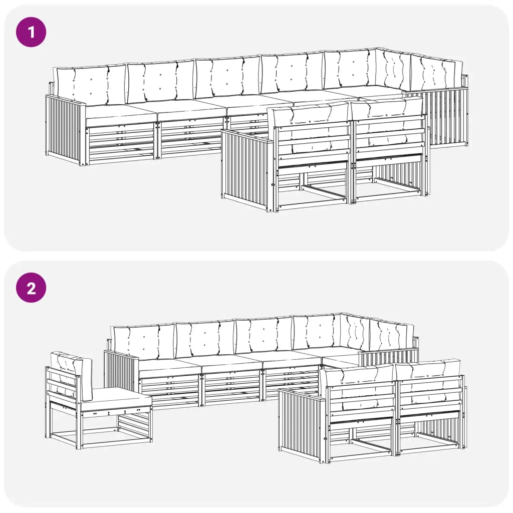 Set di divani da esterno con cuscino 8 pcs Naturale e Crema 3373655