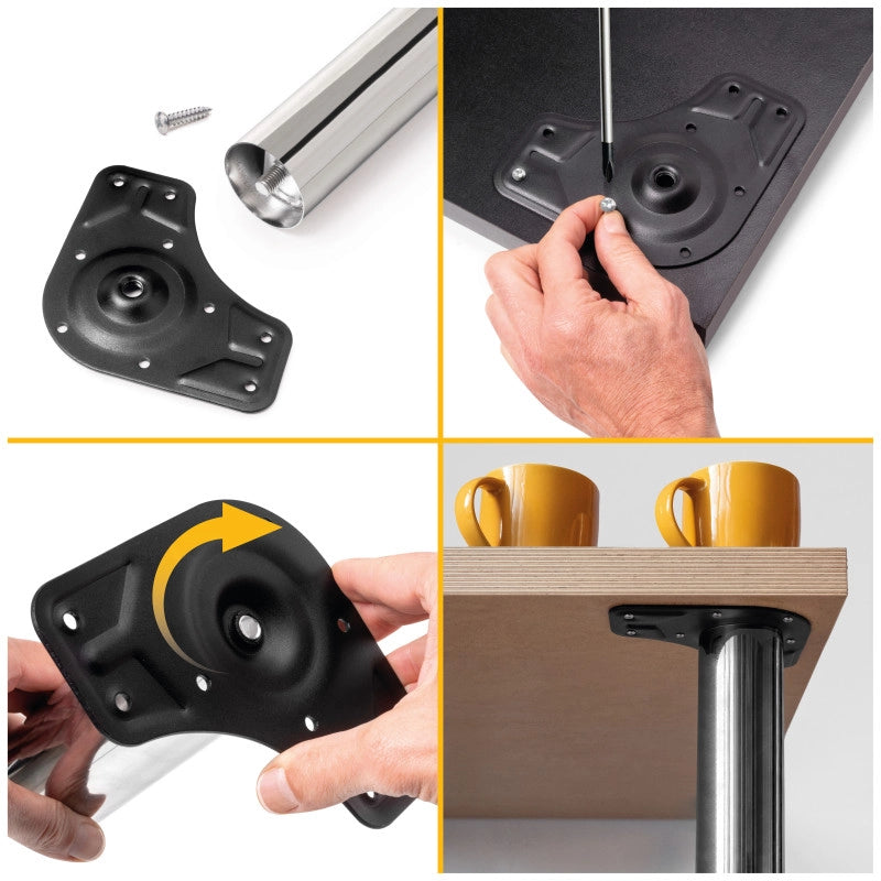 Lotto di 4 gambe per tavolo, diametro 60mm, H 710mm, Acciaio, Cromato lucido