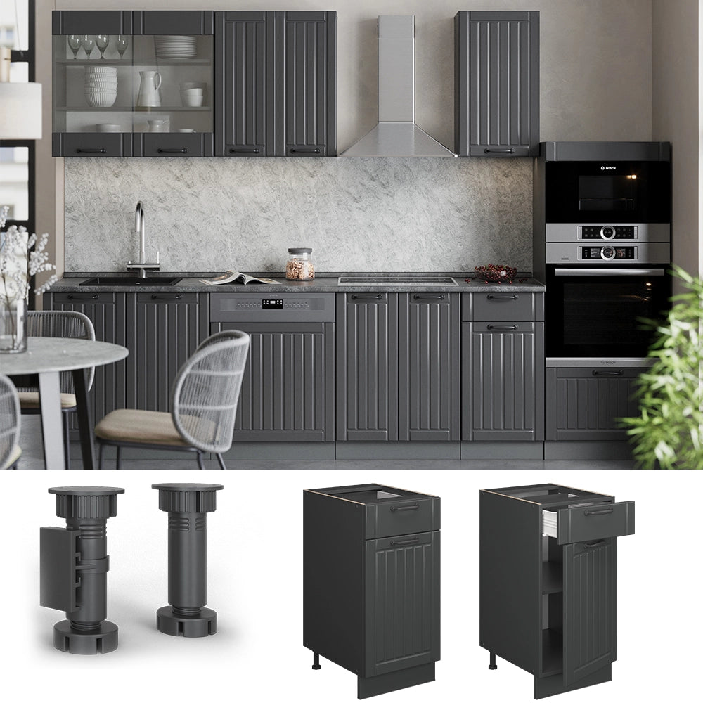 Vicco Mobiletto base per cucina Grigio scuro 40 cm , PL Marmo