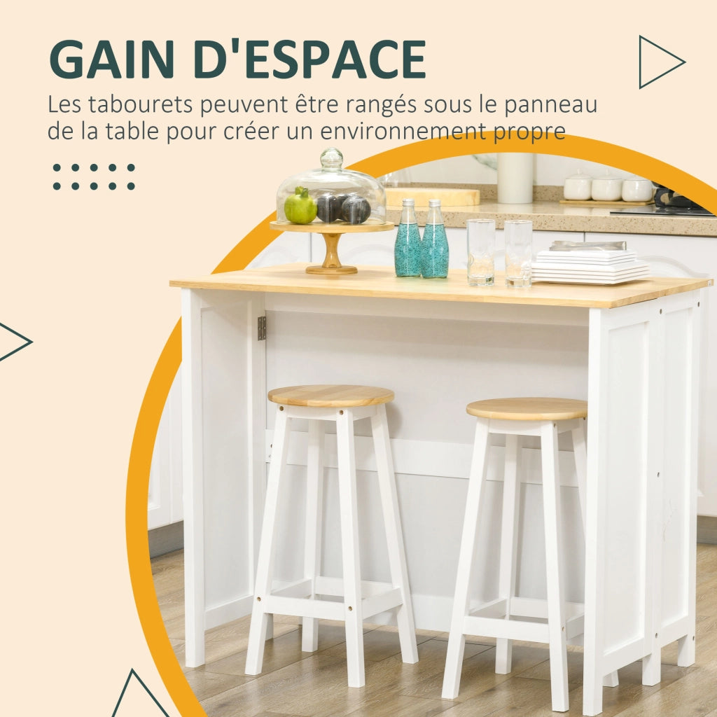 Tavolo da cucina allungabile con 2 sgabelli ¨C Zephmum ¨C Bianco 120x80x90 cm