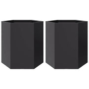 Fioriera rialzata per piante fiori giardino terrazze set da 2 esagonale 46 x 40 x 45 cm acciaio nero 02_0039074