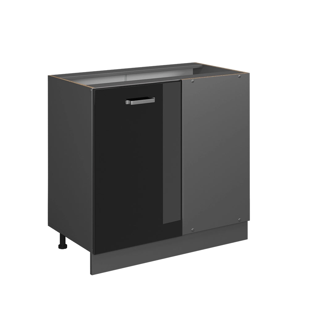 Vicco Mobile ad angolo cucina Nero lucido 86 cm senza piano di lavoro