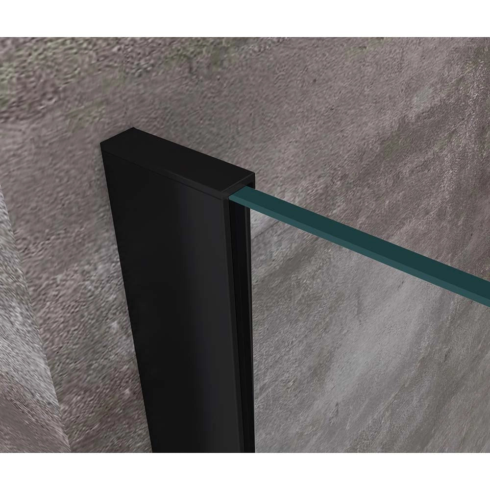 Box Doccia Con Due Pareti Fisse Laterali e Porta Battente Frontale Roto-traslante 8 MM H 200 Nero Opaco Misura 70 (68-70) FISSE + PORTA 75 (73-76)
