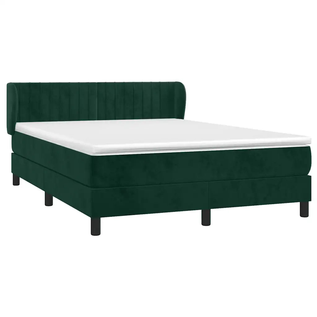Giroletto a Molle con Materasso Verde Scuro 140x200 cm Velluto 3127616