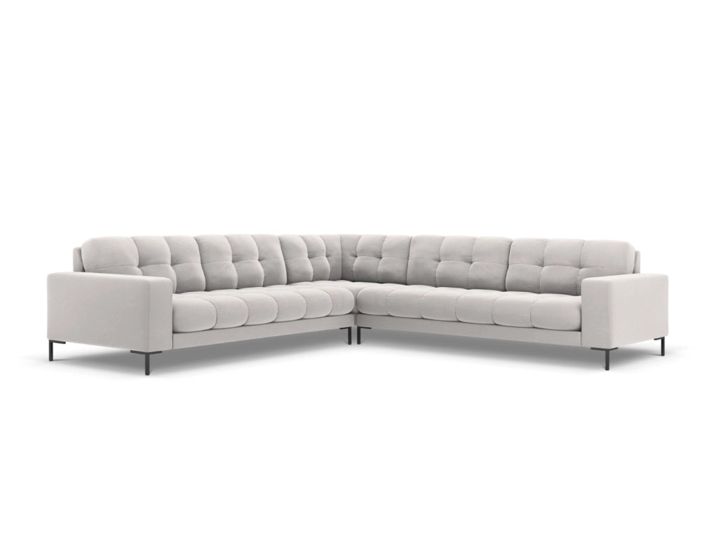 Cosmopolitan Design - Divano angolare reversibile "Bali" 6 posti in velluto argento 