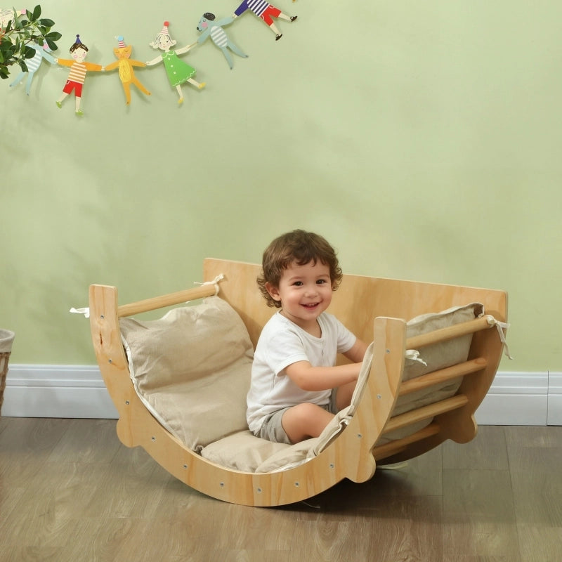Arco da arrampicata 3 in 1 in legno con cuscino, per bambini 18+ mesi, portata 50 kg