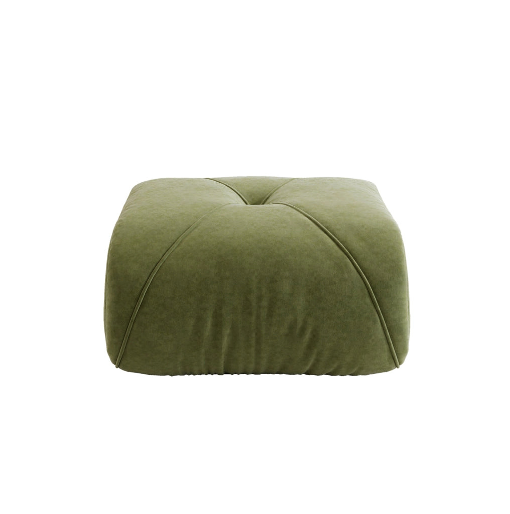 Pouf Elowin in Chenille Verde con Design Ergonomico e Struttura Robusta