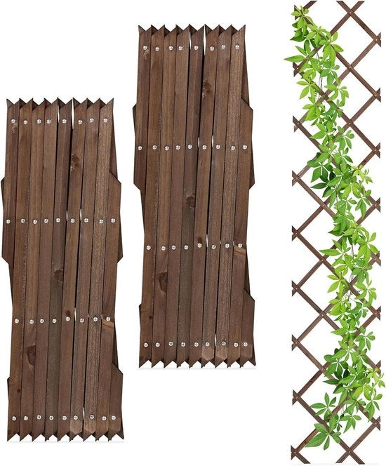 Set di sostegni per piante estensibili a 3 pezzi per piante rampicanti - Giardino, balcone e terrazzo - Legno naturale marrone