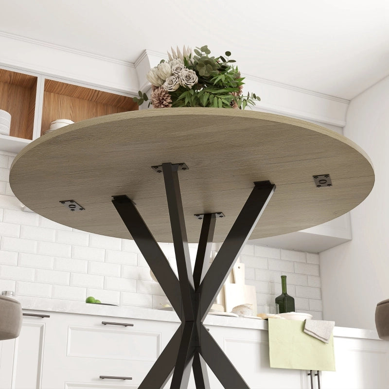 Tavolo da pranzo - rotondo per 2 - stile industriale - gambe in acciaio - Ø80x75 cm - rovere - cucina