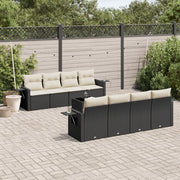 Set Divani da Giardino 9 pz con Cuscini Nero in Polyrattancod mxl 88858