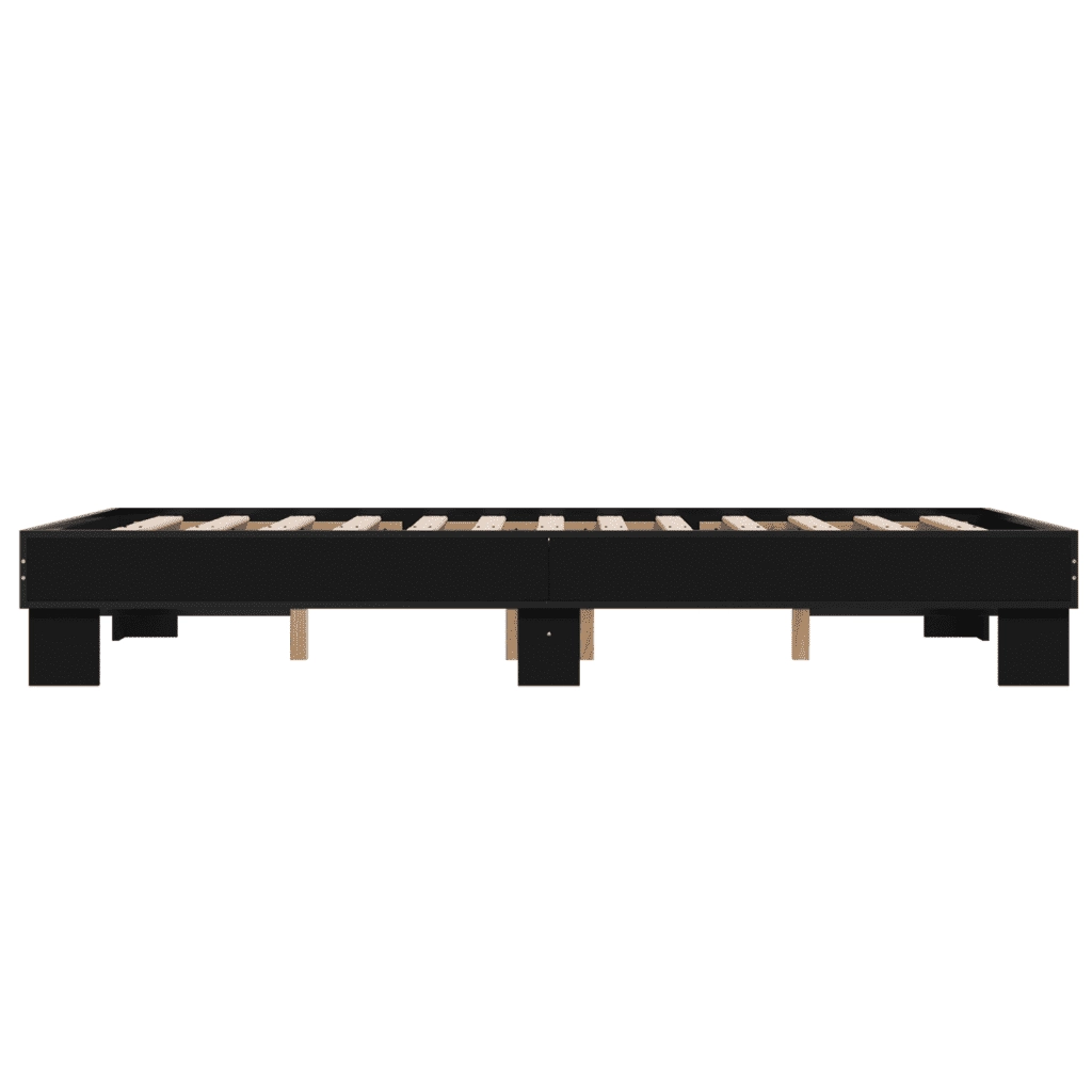 Giroletto Nero 140x200 cm in Legno Multistrato e Metallo 845857