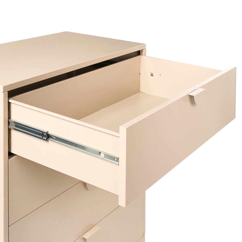 Cassettiera in acciaio verniciato beige chiaro 4 cassetti mobile contenitore per ufficio domestico e soggiorno stile industriale