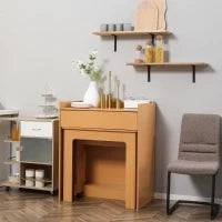Tavolo Pieghevole da Pranzo max 5 Persone in Truciolato e Acciaio, 84x180x100 cm, color Legno
