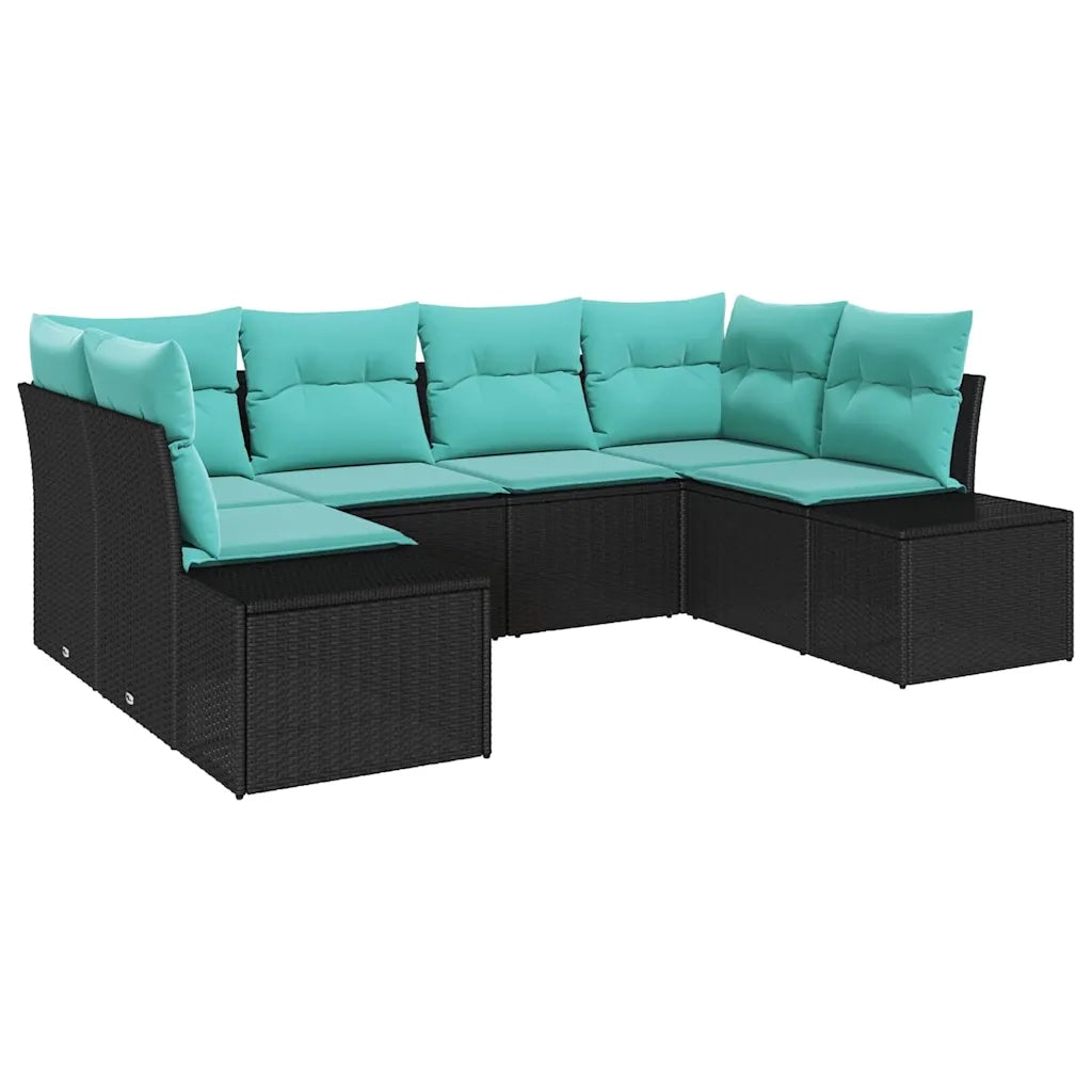Set Divano da Giardino 6 pz Nero polyrattan 3347206