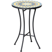Tavolino da Giardino in Metallo con Piano d'Appoggio a Mosaico, §¶35.5x53.5cm