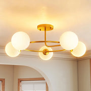 Lampadario a 5 luci ¨C Minimal ¨C dorato e bianco