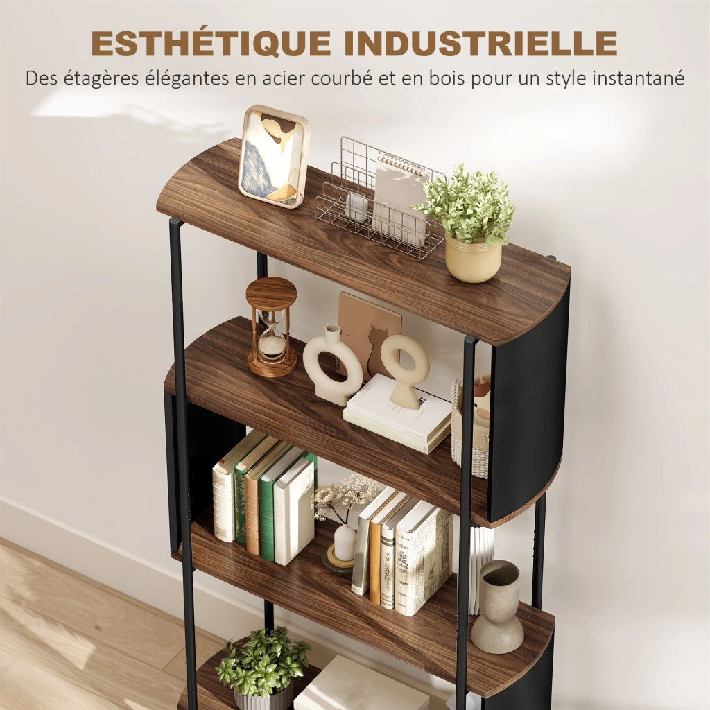 Libreria scaffale 4 livelli ¨C zephmum ¨C marrone metallo 80x30x141cm