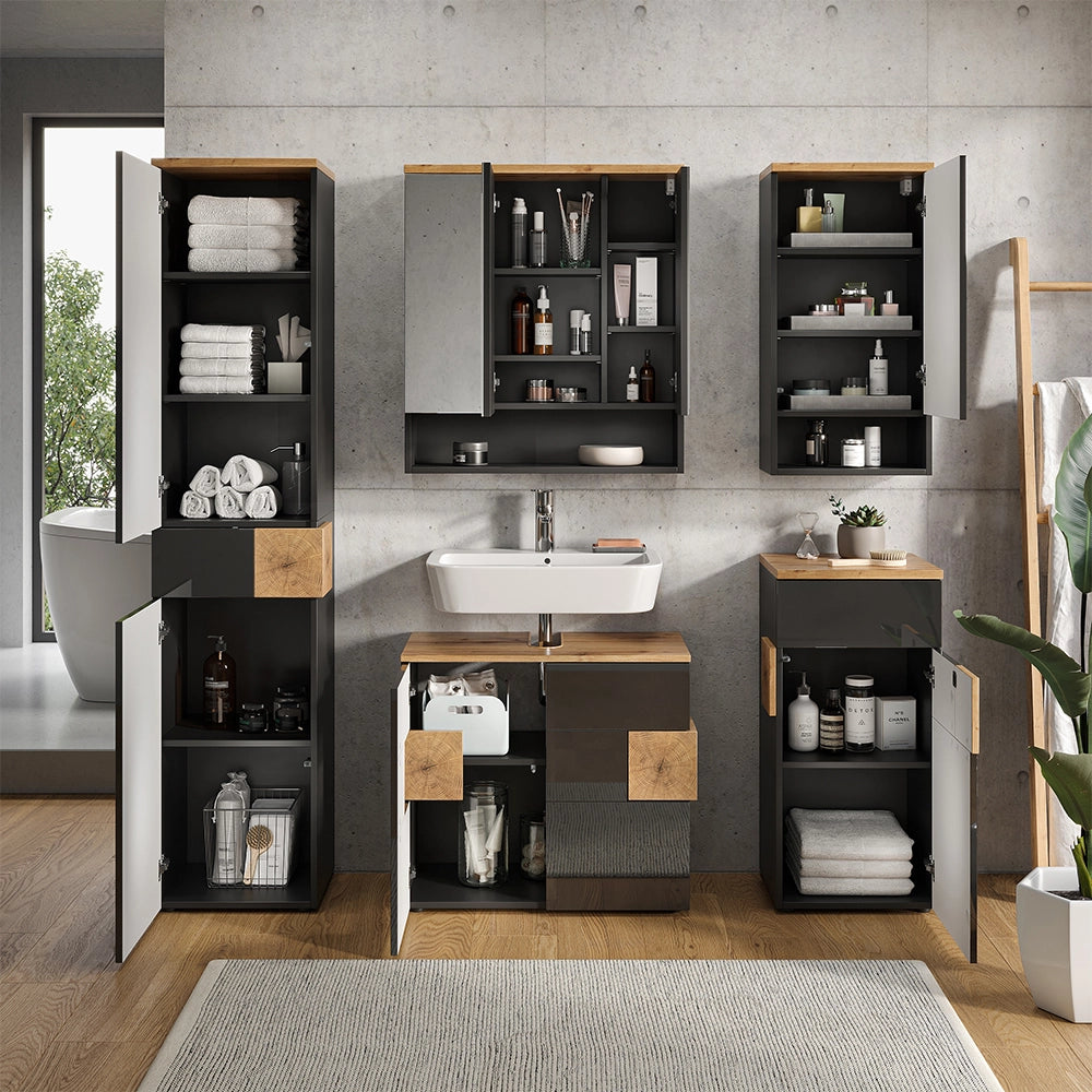 Set di mobili da bagno Eden Antracite 5 parti Vicco