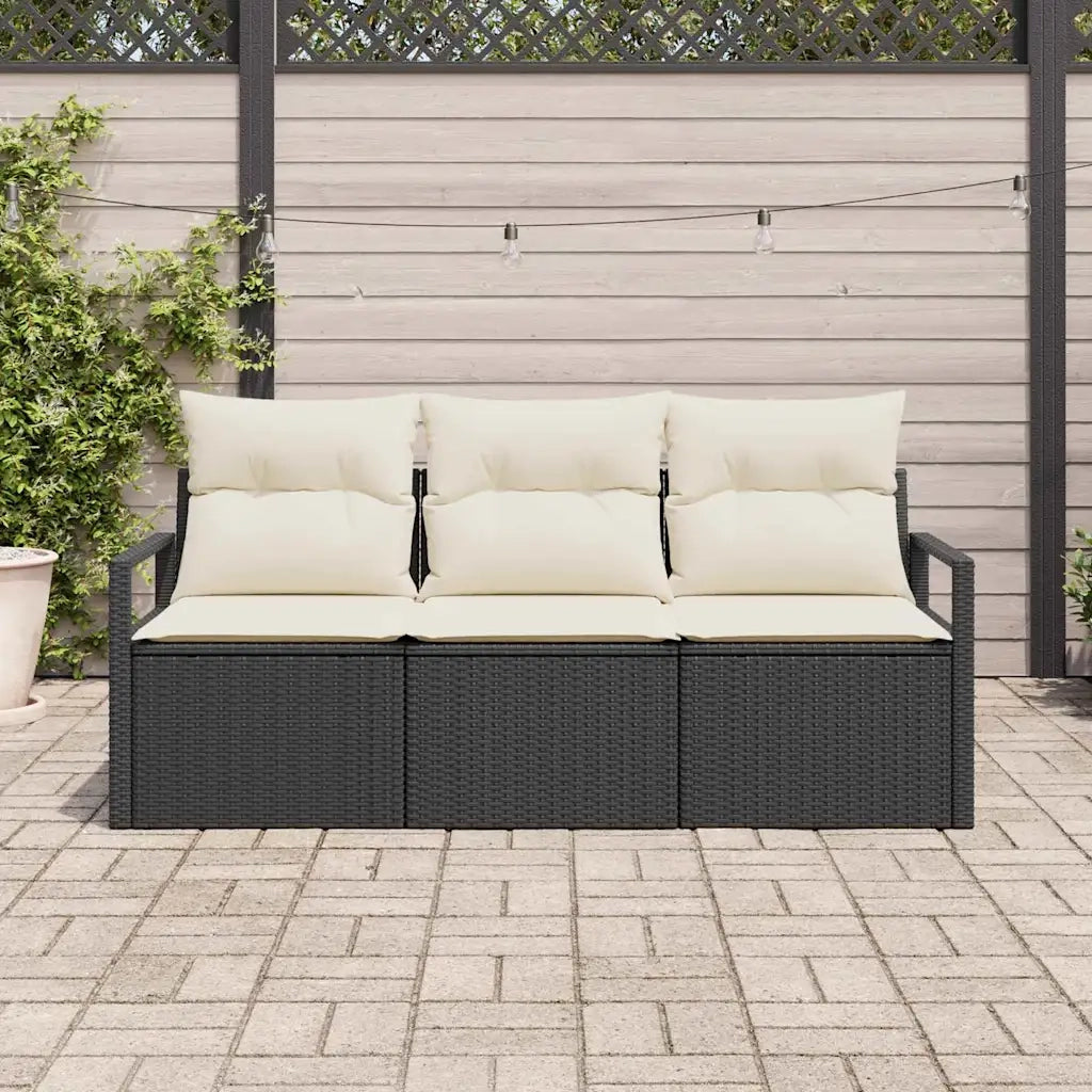 Set di divani 3 pz | Set Salotto da Giardino Nero polyrattan