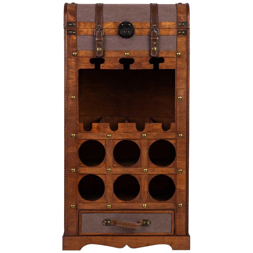 Baul porta bottiglie in legno 44x30x85h cm