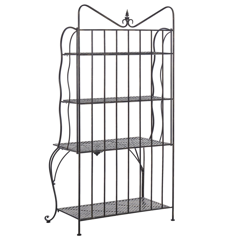Scaffale per piante in metallo Nero da esterno per interni da giardino retrò a 4 ripiani autoportante da giardino