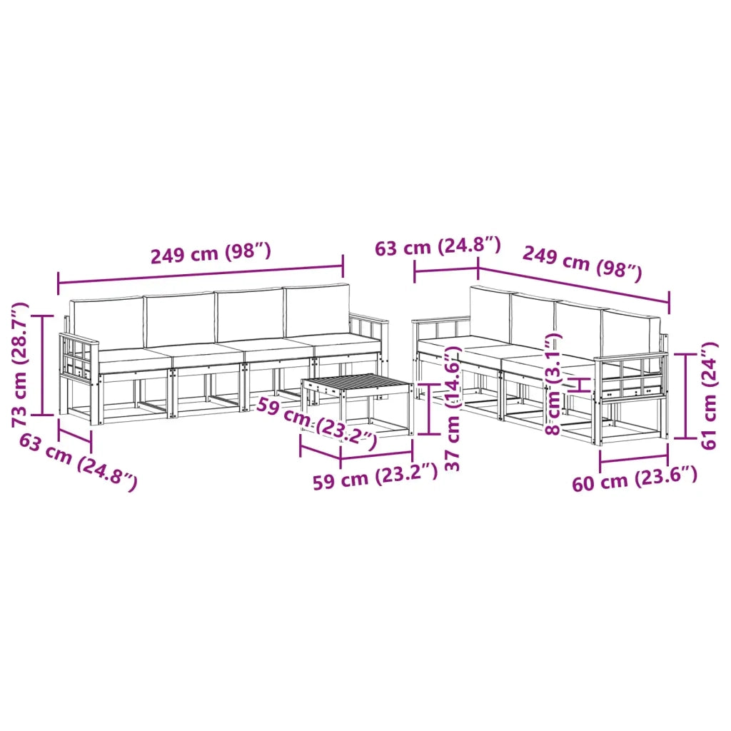 Set di divani da esterno 9 pz Bianco e Beige 3387432