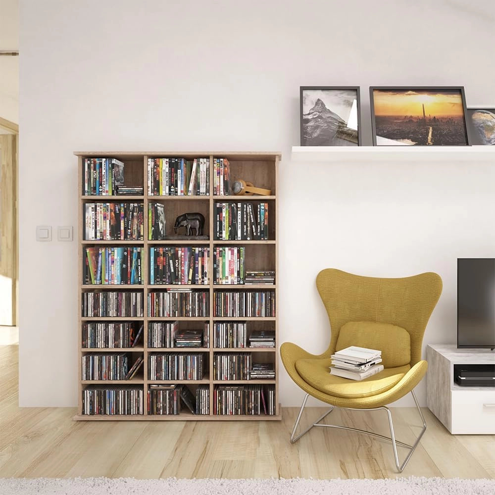 Scaffale porta cd Jukebox, Sonoma, 105.4 x 136 cm, adatto per uso da appoggio o a parete
