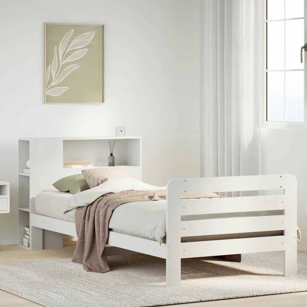 Letto senza Materasso Bianco 75x190 in Legno Massello di Pino 3309909