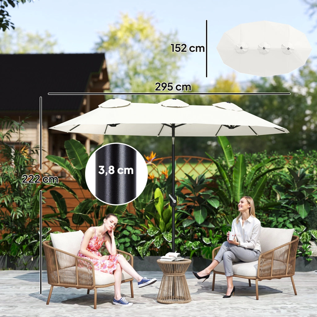Ombrellone da Giardino Doppio ¨C zephmum ¨C Crema 295x152x222 cm