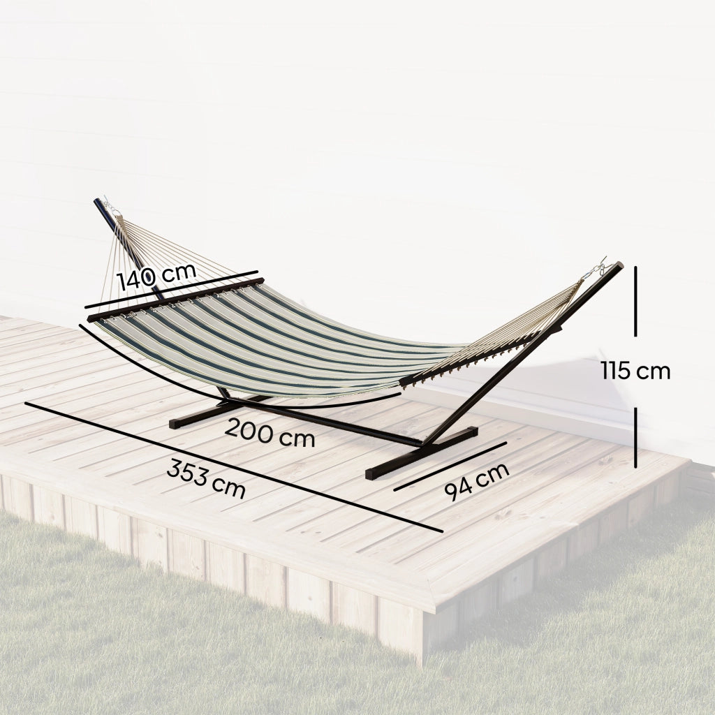 Amaca con supporto in acciaio ¨C zephmum ¨C verde, 353 cm, cuscino amovibile