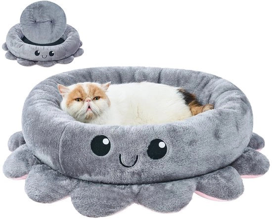 Mangiafuoco Ronde Cesta per Piccoli Cani, Cesta per Cani a forma di Octopode, 61 cm Cesta Ortopedica per Cani, Cesta lavabile per Piccoli Cani, Grigio