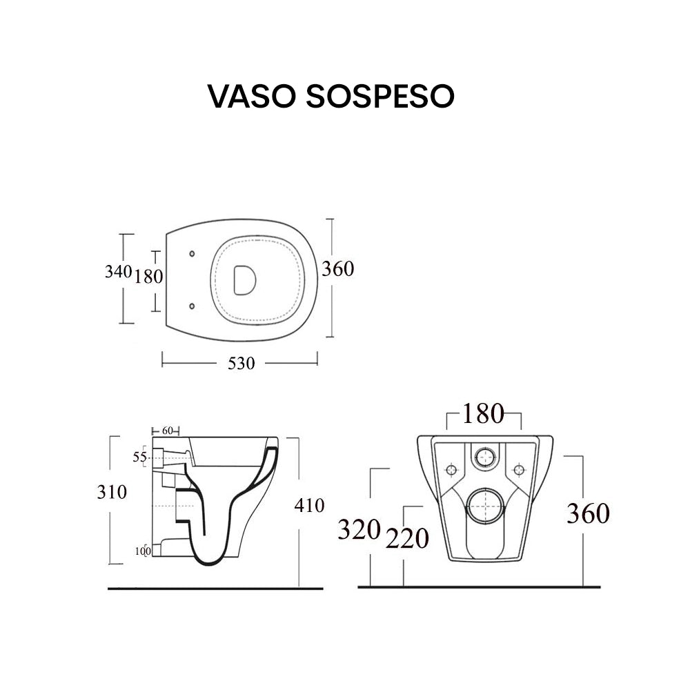 Ogomondo coppia sanitari fun sospesi vaso bidet sedile frizionato fissaggi