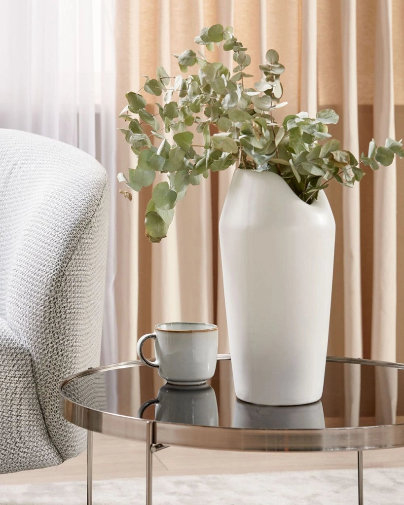 Vaso da Tavolo Decorativo gres porcellanato Bianco 33 cm Glam stile moderno