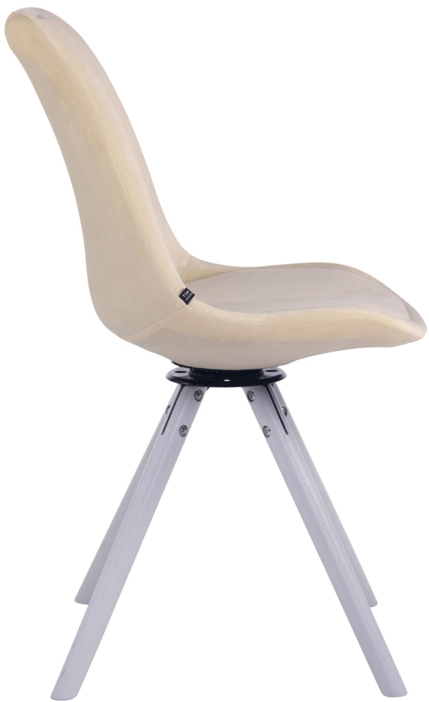 Sedia Pranzo Girevole Troyes In Velluto bianco,crema