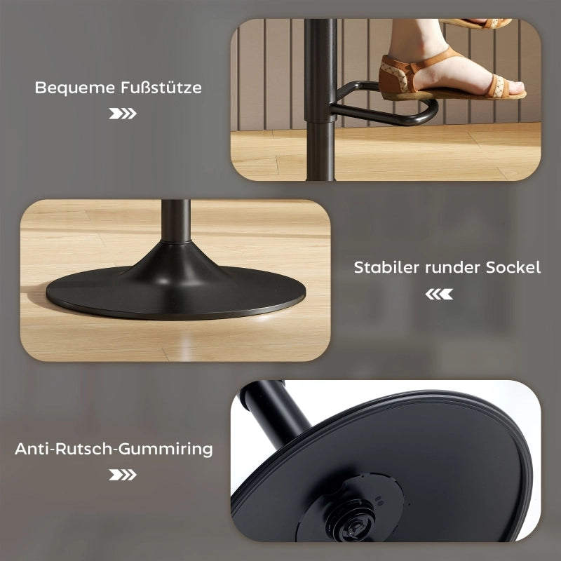 SGABELLO BAR Set da 2 pezzi Altezza regolabile 58-78 cm Nero