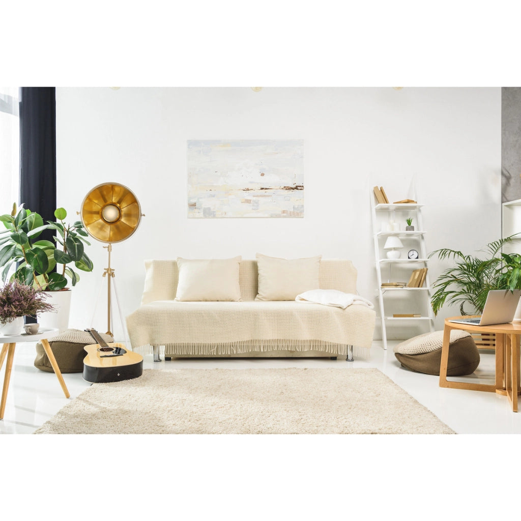 Lampada da terra Bowie in acciaio beige e oro
