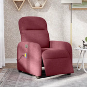 vidaXL Poltrona Massaggiante Reclinabile Elettrica Rosso Vino Tessuto