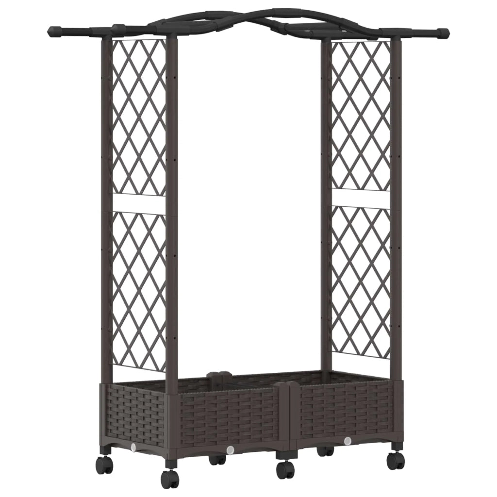 Letto Rialzato con Griglia e Tetto Marrone 124 x 40 x 129 cm PP 3423009