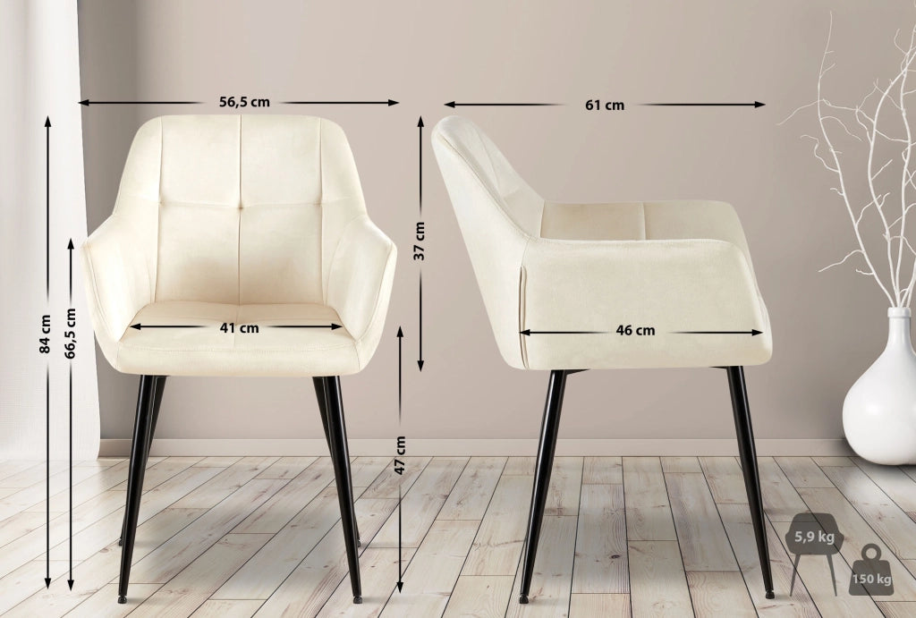 Sedia visitatore Emia Velluto,crema