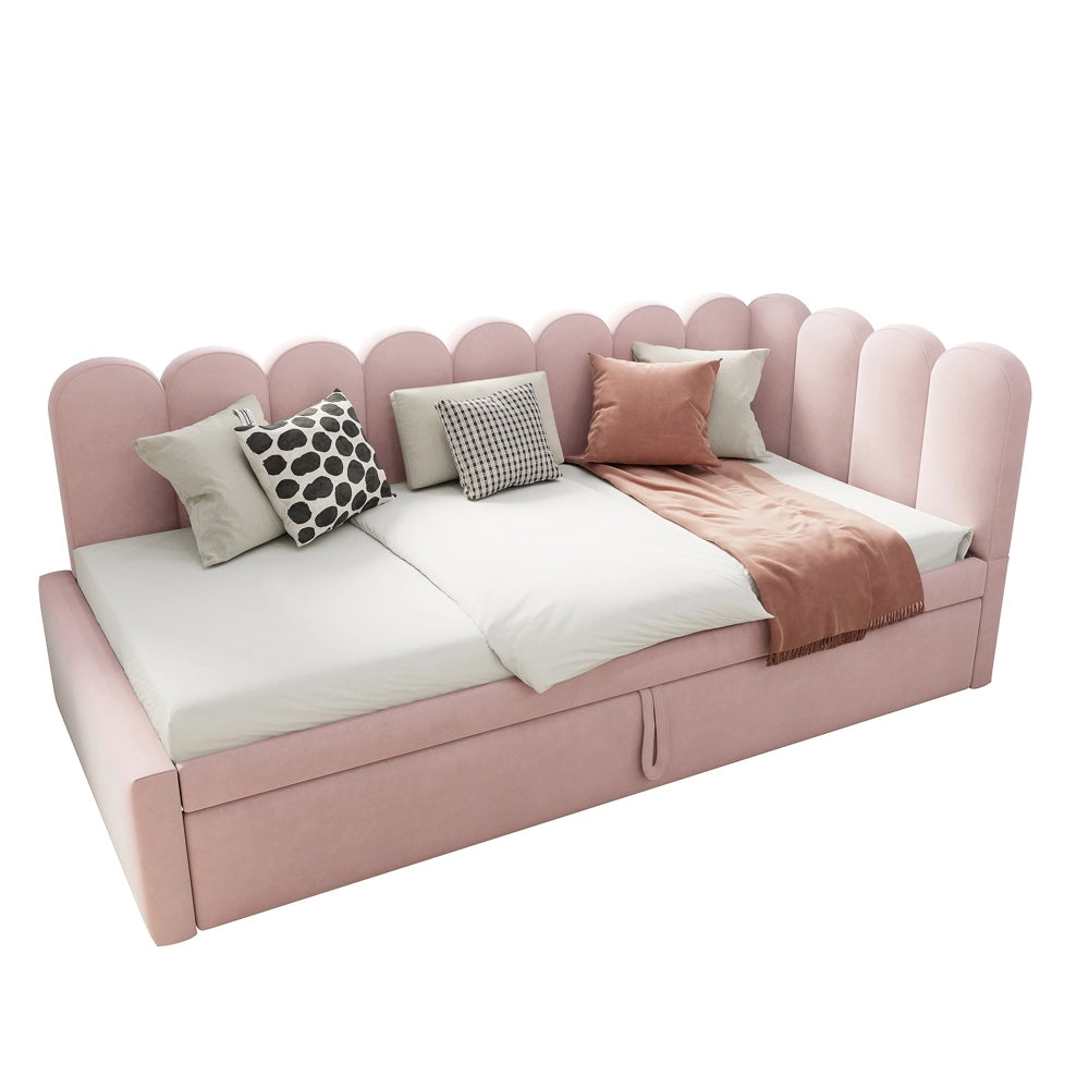 Divano angolare 2 in 1 - Xylo - 90/180x200 cm velluto rosa