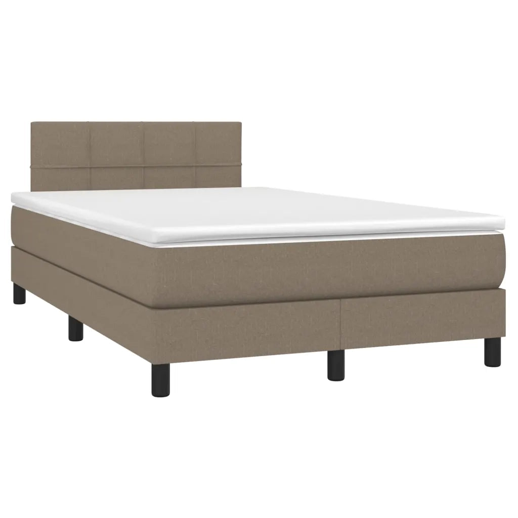 Letto a Molle con Materasso e LED Tortora 120x200cm in Tessuto 3133145