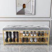 scarpiera Panca da Ingresso per Organizer per Scarpe - Scarpiera a 2 Livelli con Sedile Imbottito e portaoggetti per Scarponi - Base in Metallo, Grigia, scarpiera. Dimensioni 60x35x48 cm