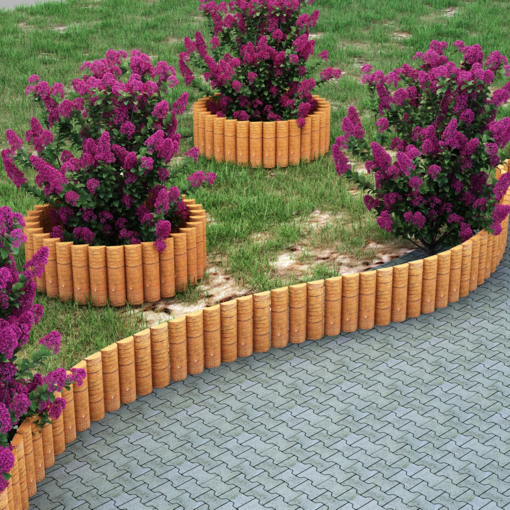 Bordura per Aiuola a Rotolo da 150 cm Alta 20 cm Bordo Flessibile in Legno Naturale [en.casa]